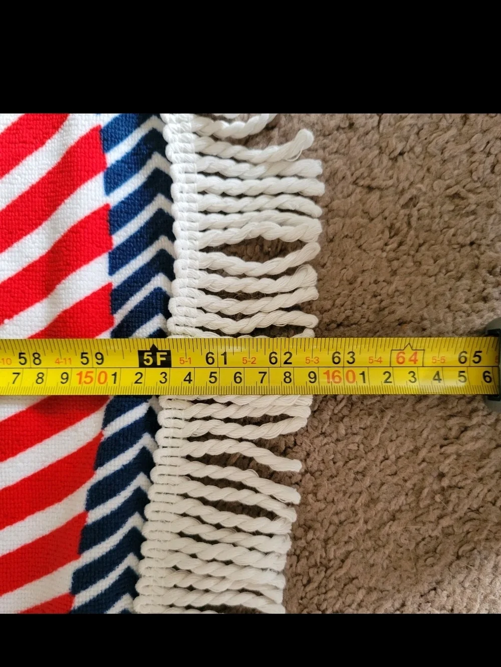 Maurices Striped Round Beach Towel in Aqua, Red, Navy, White